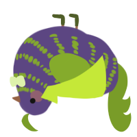 A overcast and chartreuse chicken with a bar pattern