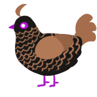 A sable and brown chicken with a lace pattern
