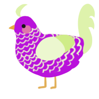 A amethyst and apple chicken with a lace pattern