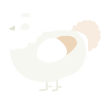A white and cream chicken with a head pattern