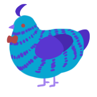 A cerulean and indigo chicken with a bar pattern