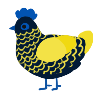 A tumblr and yellow chicken with a lace pattern