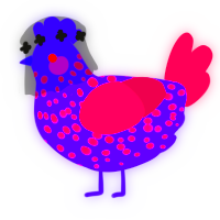 A blurple and wine chicken with a speckle pattern