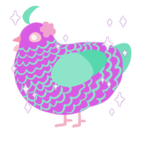 A orchid and mint chicken with a lace pattern
