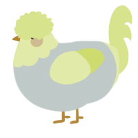 A silver and lemon chicken with a head pattern