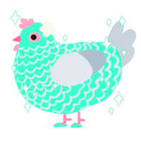 A mint and mist chicken with a lace pattern