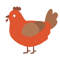A vermilion and brown chicken