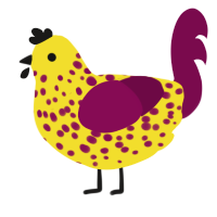 Beri, a yellow and wine chicken with a speckle pattern