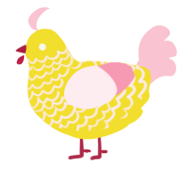supernova, a yellow and rose chicken with a lace pattern