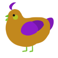 A ochre and violet chicken