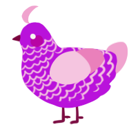 A amethyst and pink chicken with a lace pattern