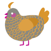 A ash and orange chicken with a lace pattern