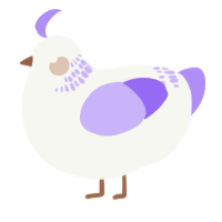 A white and lilac chicken with a neck-band pattern