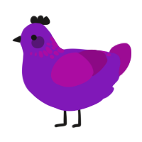 A violet and plum chicken with a neck-speckle pattern