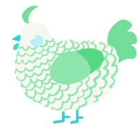 A white and spring chicken with a lace pattern