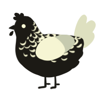 A sable and mist chicken with a half-lace pattern