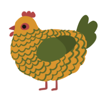 A orange and olive chicken with a lace pattern