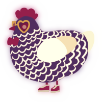 A indigo and cream chicken with a lace pattern