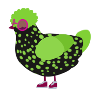 A sable and grass chicken with a speckle pattern