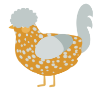 A orange and silver chicken with a speckle pattern
