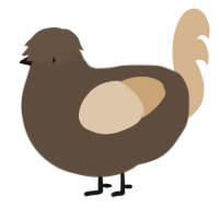 A bark and beige chicken