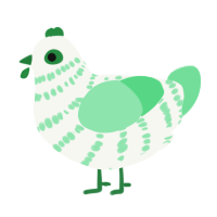 A white and spring chicken with a bar pattern