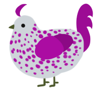 A mist and plum chicken with a speckle pattern