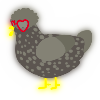 A grey and ash chicken with a speckle pattern