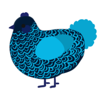 A tumblr and cerulean chicken with a double-lace pattern