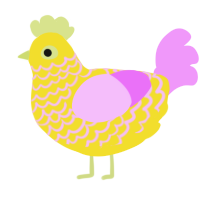 A yellow and lavender chicken with a lace pattern