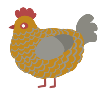 A ochre and ash chicken with a lace pattern