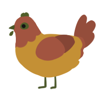 A gold and russet chicken with a head pattern
