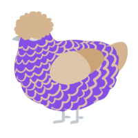 A blurple and beige chicken with a lace pattern