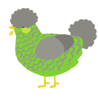 A grass and ash chicken with a lace pattern