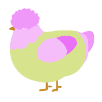 A lemon and lavender chicken with a head pattern