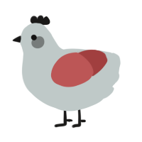 A silver and red chicken