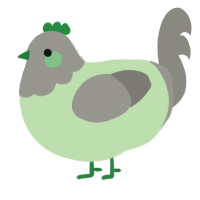 A gluppy and ash chicken with a head pattern