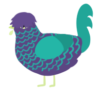 A overcast and turquoise chicken with a lace pattern