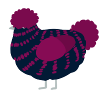 A tumblr and wine chicken with a bar pattern
