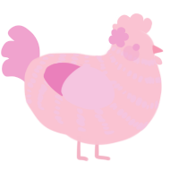 A rose and pink chicken with a bar pattern