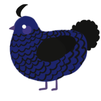 A navy and black chicken with a lace pattern