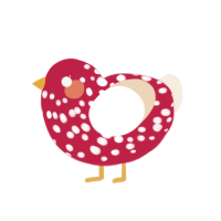 A crimson and cream chicken with a speckle pattern