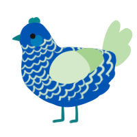 A ultramarine and gluppy chicken with a lace pattern