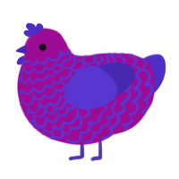 grape flavored candy, a plum and indigo chicken with a lace pattern