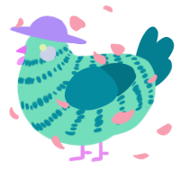 A mint and sea chicken with a bar pattern