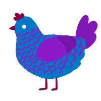 A sapphire and violet chicken with a lace pattern