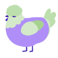 A lilac and gluppy chicken with a head pattern