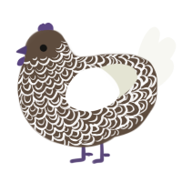 A bark and white chicken with a double-lace pattern