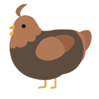 A bark and brown chicken with a head pattern
