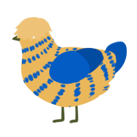 Blue Cheese, a honey and ultramarine chicken with a bar pattern